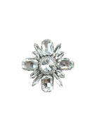 CLUSTER FLOWER BROOCH WITH CLEAR CRYSTALS