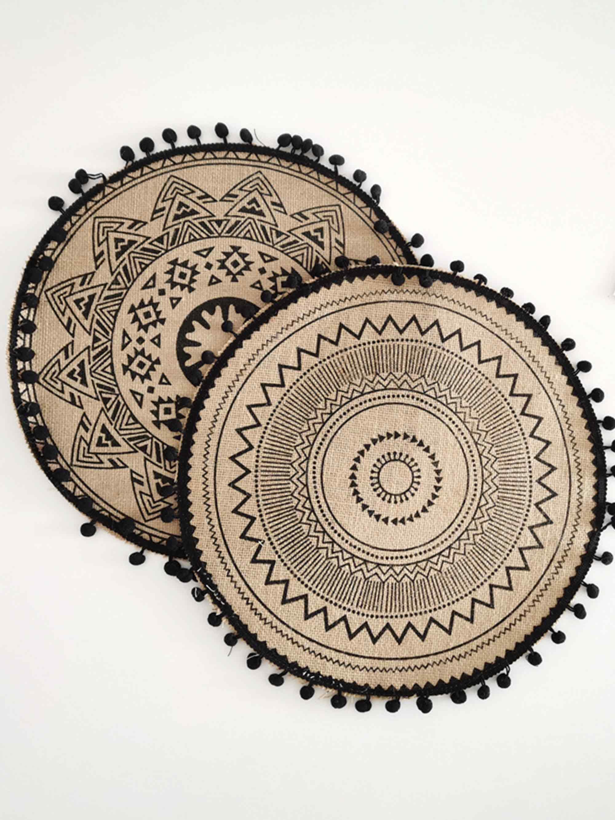 Nordic Woven Jute Placemat Round Fringe Decorative Heat-Resistant Mat - ACCESSORIES-Others