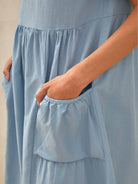 Linen Patch Pocket Loose Hem Resort Dress FRANKIE - DRESSES-Linen Midi