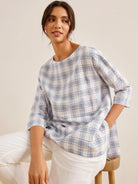 Linen White Boat Neck Oversized Top AVA - TOPS-Linen Blouses