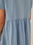 Linen Patch Pocket Loose Hem Resort Dress FRANKIE - DRESSES-Linen Midi