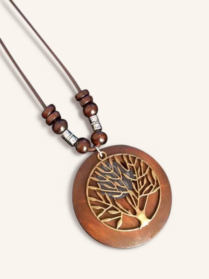 Retro Chic Linen Drape Necklace LOLA - Trees / One-Size - ACCESSORIES-Jewelry