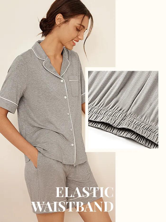 Short Sleeve Bamboo Pajama Set ODESSA - LOUNGEWEAR-Bamboo PJS