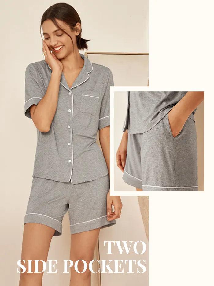 Short Sleeve Bamboo Pajama Set ODESSA - LOUNGEWEAR-Bamboo PJS