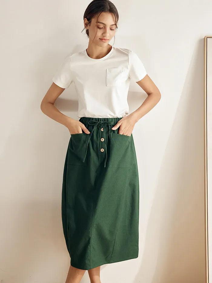 Stretch-Knit Bamboo Classic Basic Tee BELLE - TOPS-Bamboo Tees