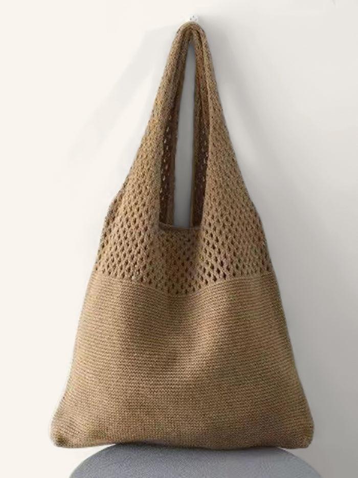 Knit Shoulder Tote - Brown / One-Size - ACCESSORIES-Bag