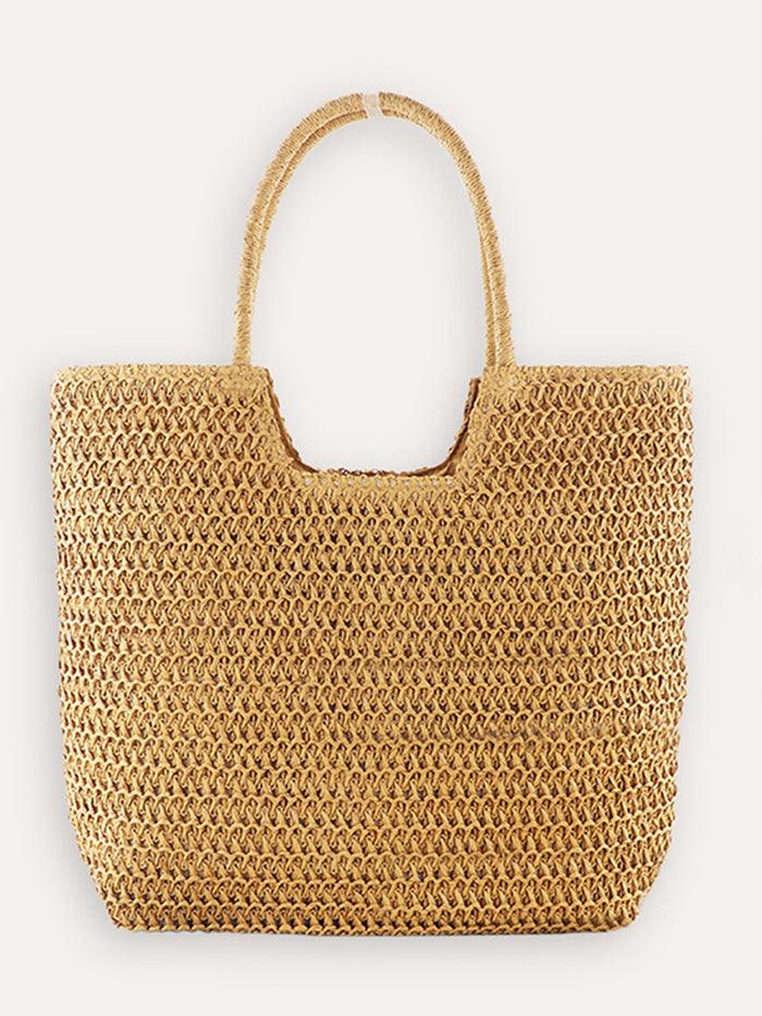 Ring Handle Woven Tote - Light Brown / One-Size - ACCESSORIES-Bag